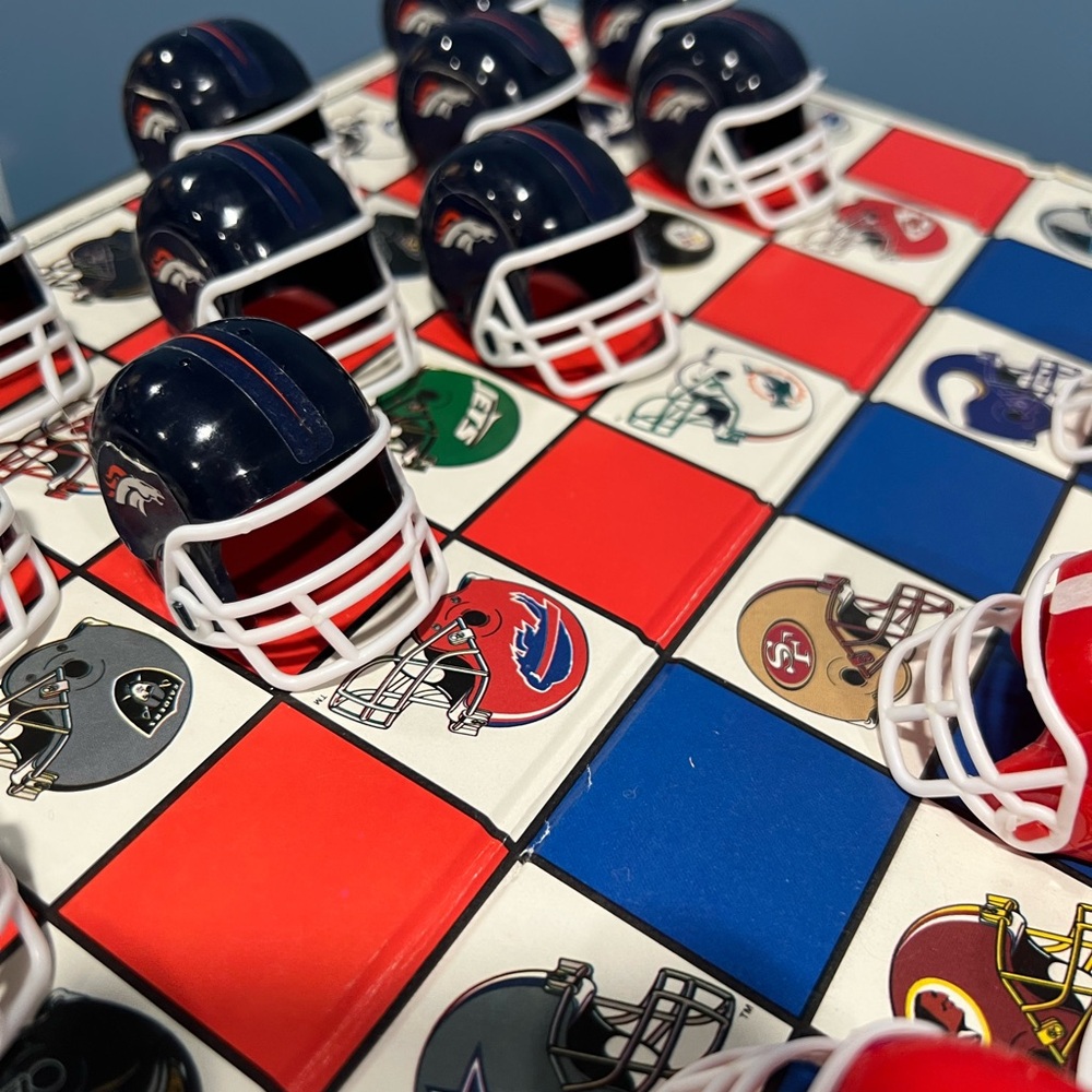 Vtg NFL Checkers Denver Broncos Kansas City Chiefs Game Football Helmet Pieces - Picture 7 of 9